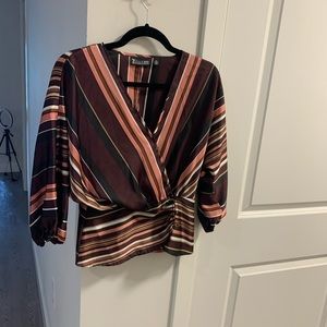 New York and Company satin wrap blouse